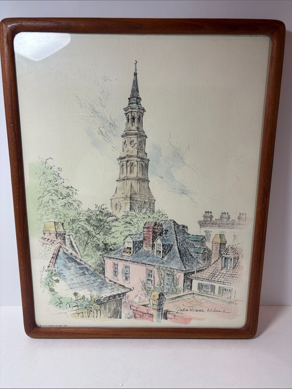 Framed Charleston print with artist signature.